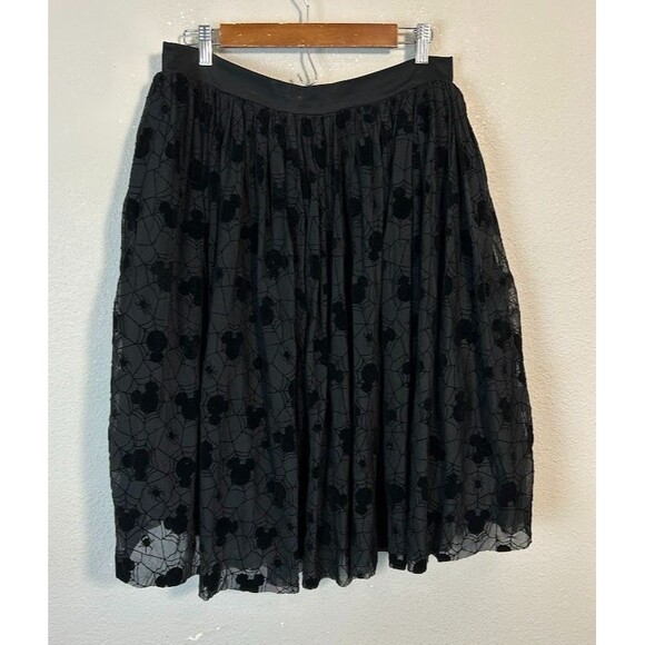 Disney Store Her Universe Black Halloween Mickey Spiderweb Skirt L Velvet - Picture 3 of 9